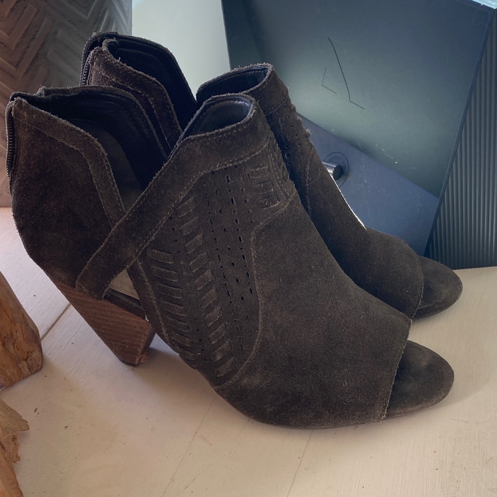 Vince Camuto Dark Brown Suede Ankle Booties